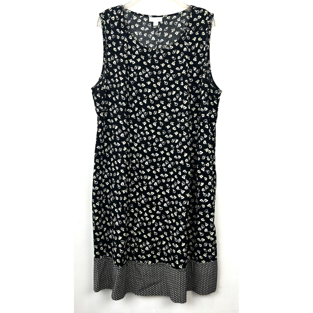 J Jill Dress Womens Large‎ Petite Floral Blue Sleeveless Knee Cottagecore Spring